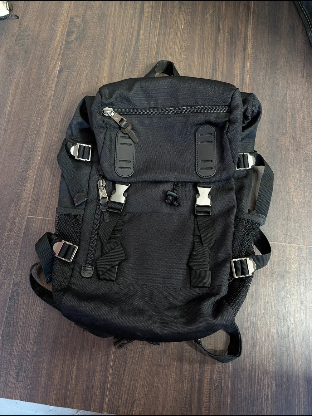 MAKAVELIC TOKYO Black Flap Fold-over Snap Urban Techwear Japanese Backpack